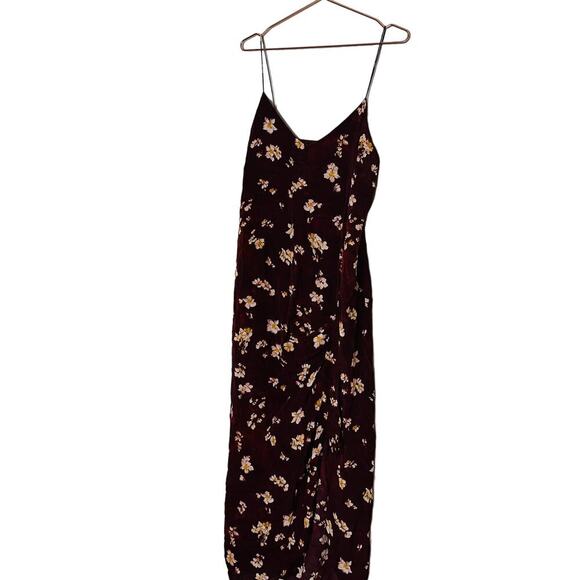 Caroline Constas Arabella Maroon Floral Sleeveless V-Neck Ruched Dress Size L - Picture 16 of 16